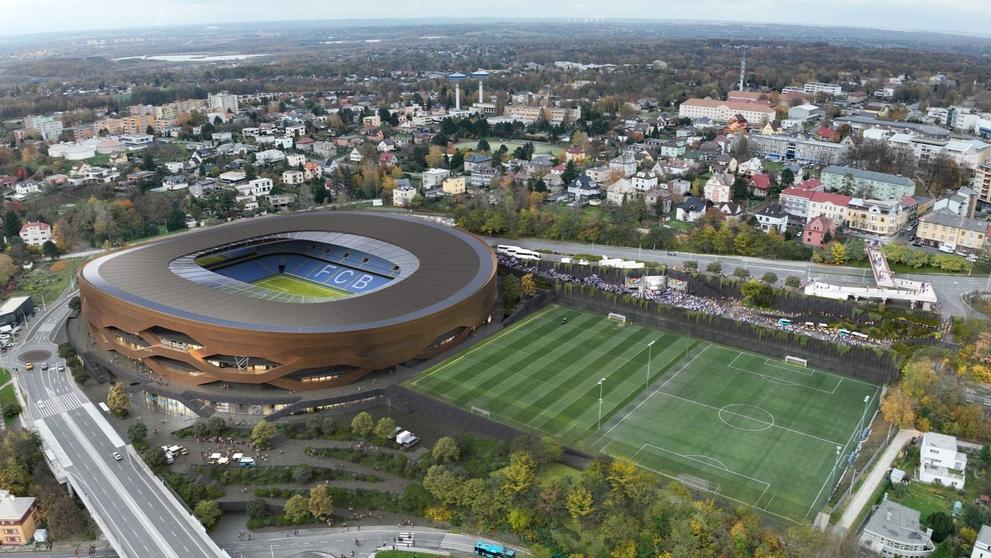 Nové Bazaly. Vizualizace budoucí podoby ostravského stadionu