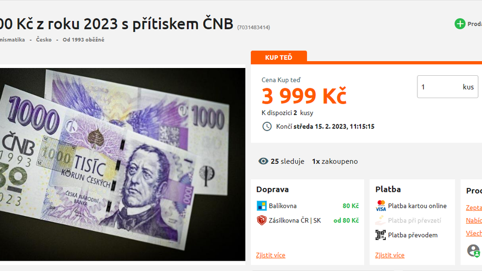 Nabídka prodeje výroční tisícikoruny 4