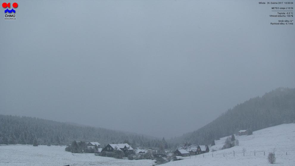 V Česku padá opět sníh - Jizerka 858 m. n. m.