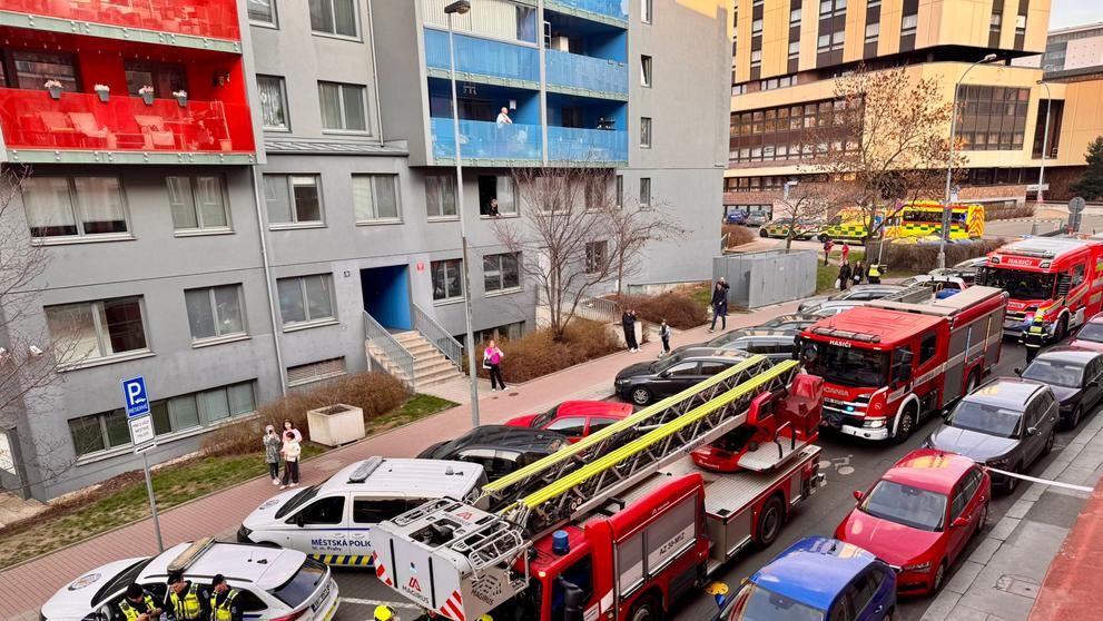 Požár bytu v Praze na Žižkově