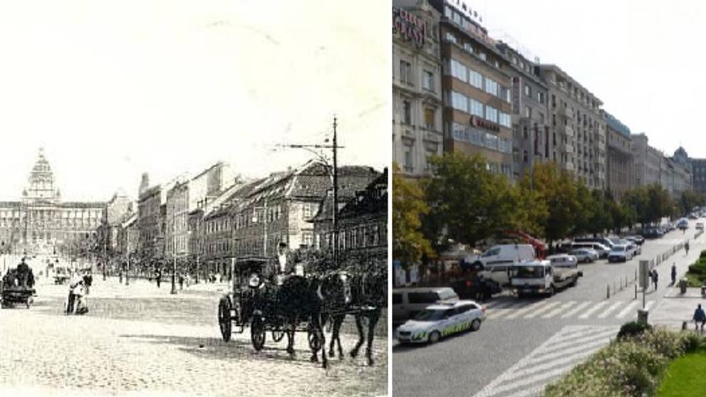 Praha dříve a dnes - Václavské náměstí