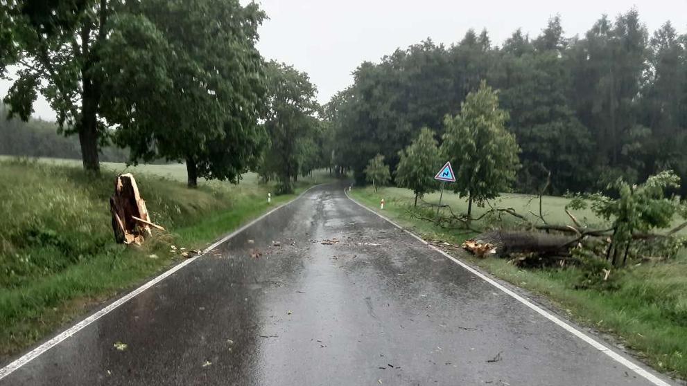 Následky bouřky na Vysočině