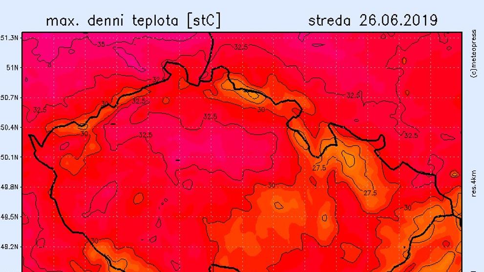 Teplotní mapy - středa