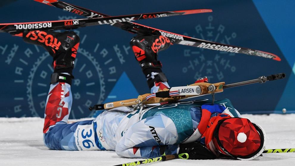 Michal Krčmář při stříbrném závodu na ZOH 2018