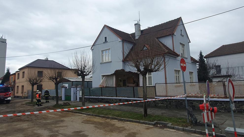 Zřícení části domu v Kolíně