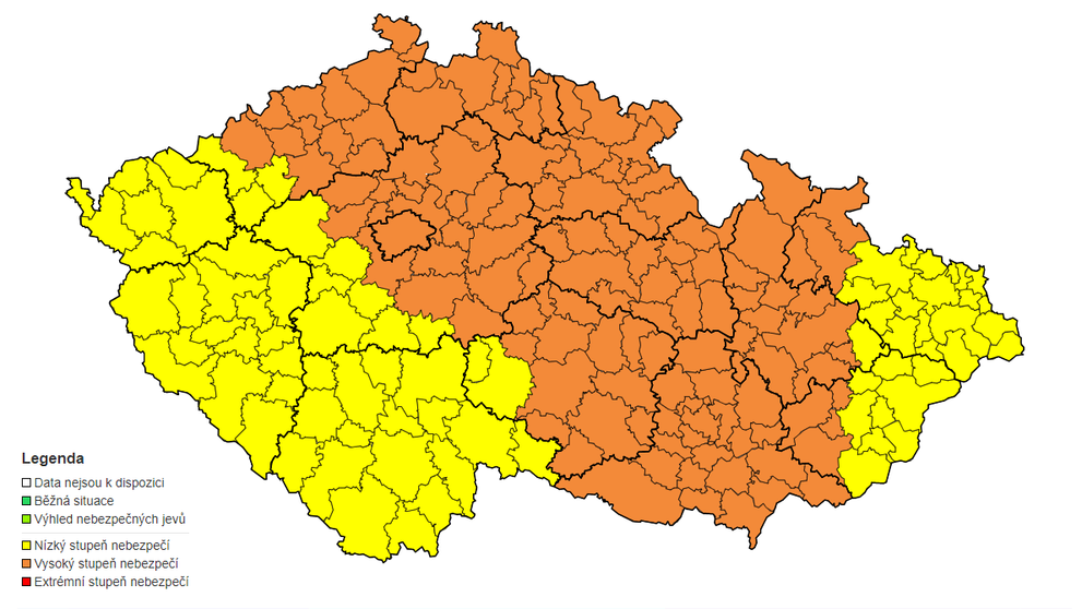 Výstraha - vítr v neděli