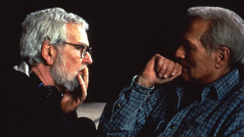 Robert Benton a Paul Newman během natáčení filmu Nejsem blázen, 1994