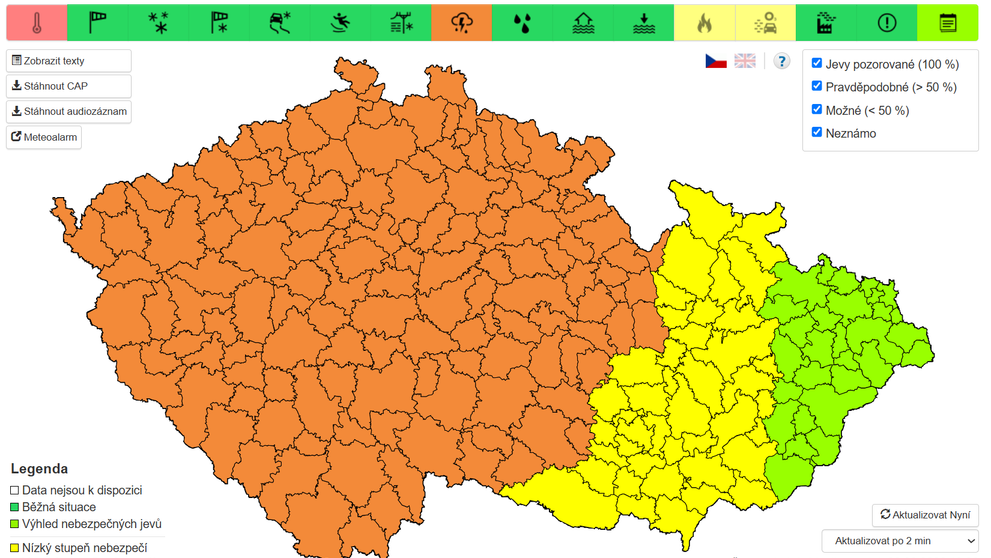 Výstraha před silnými bouřkami (29. 6. 2026)