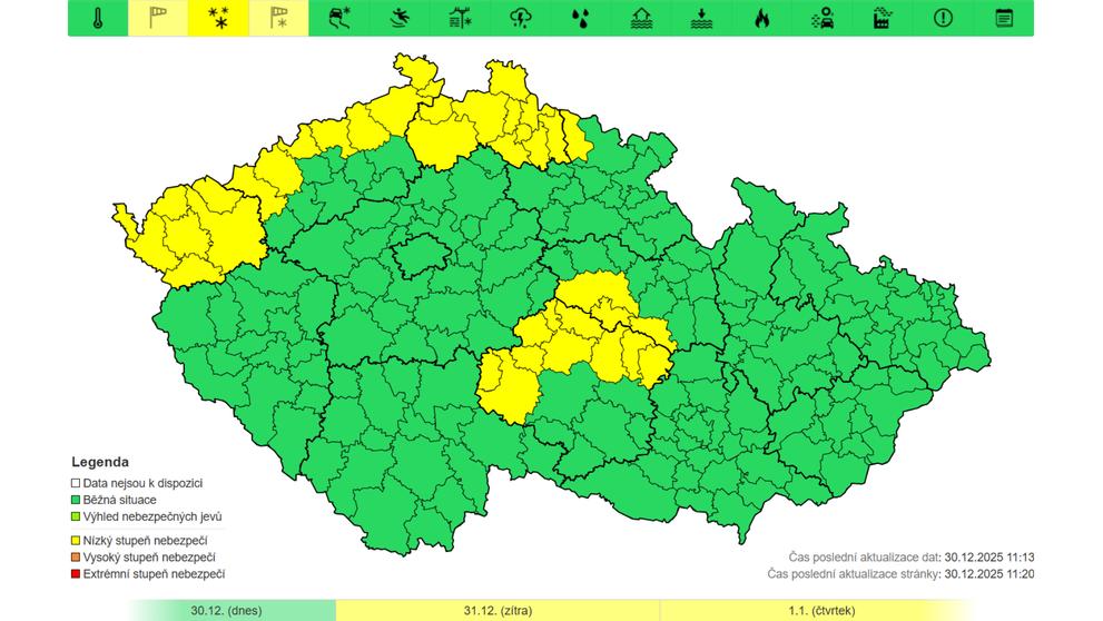 Výstraha ČHMÚ – Nová sněhová pokrývka