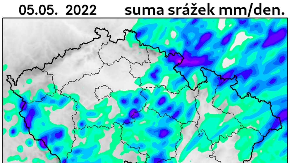 Mapy srážek - čtvrtek