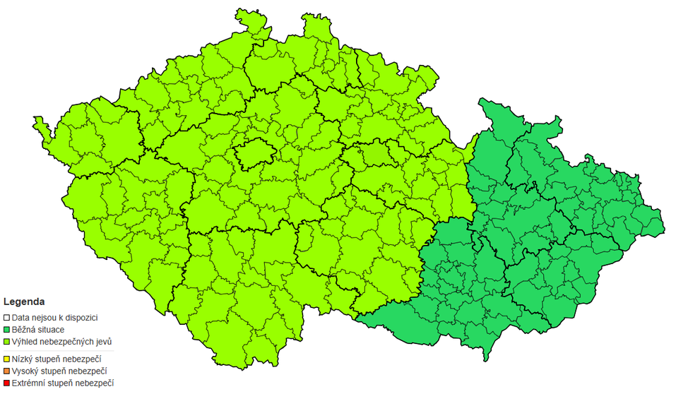 Předběžná výstraha před bouřkami na středu 4. 6. 2025