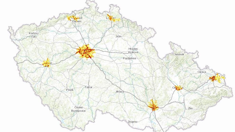 Mapa hluku - městské aglomerace