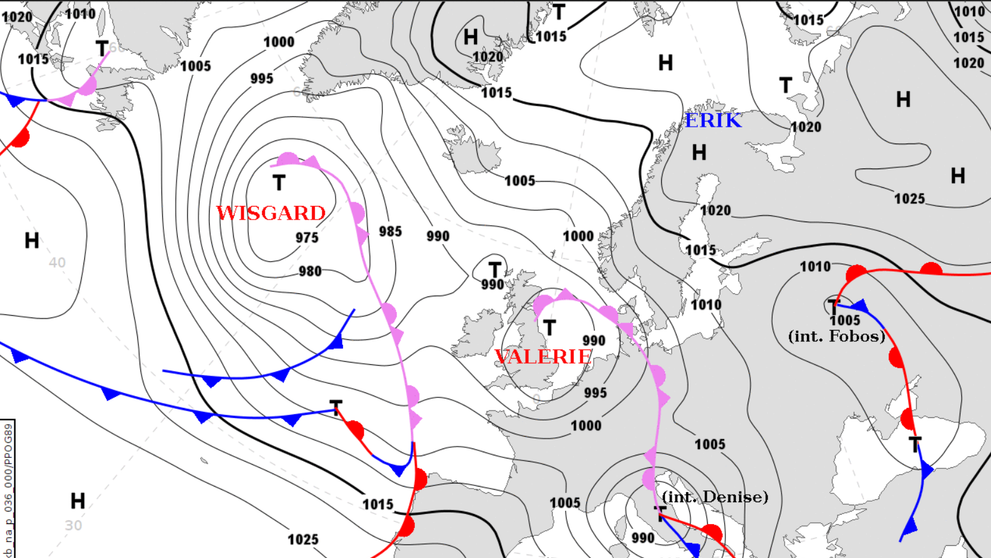 Předpovědní meteorologická mapa na 22. 11. 2022 12 UTC dle DWD