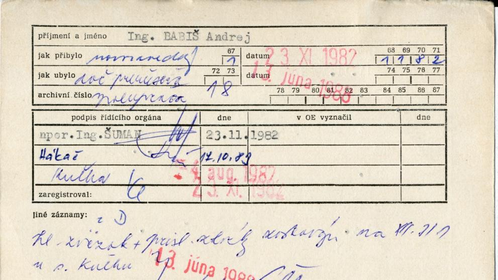 Statistická karte agenta Bureše - 2