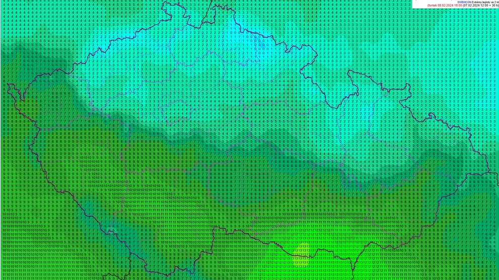 Teplota ve dvou metrech ve čtvrtek večer
