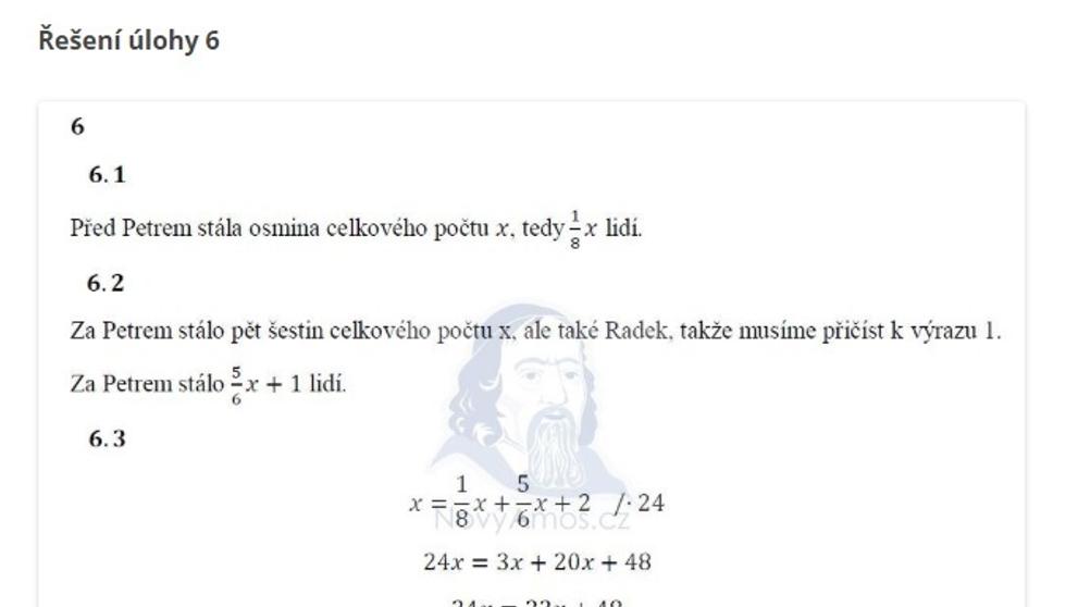 Zadání a řešení testu z matematiky - přijímačky - 4