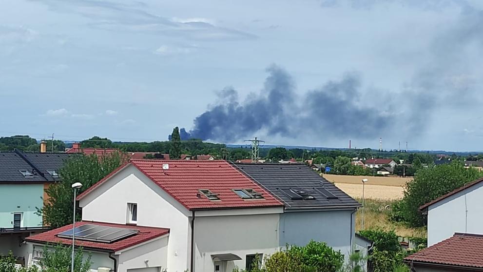 Požár elektroodpadu v Pardubicích