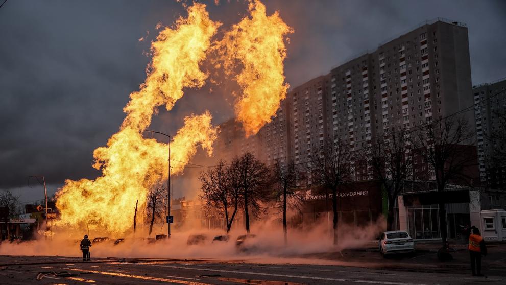 Následky ostřelování v Kyjevě, 2. 1. 2023 (3)