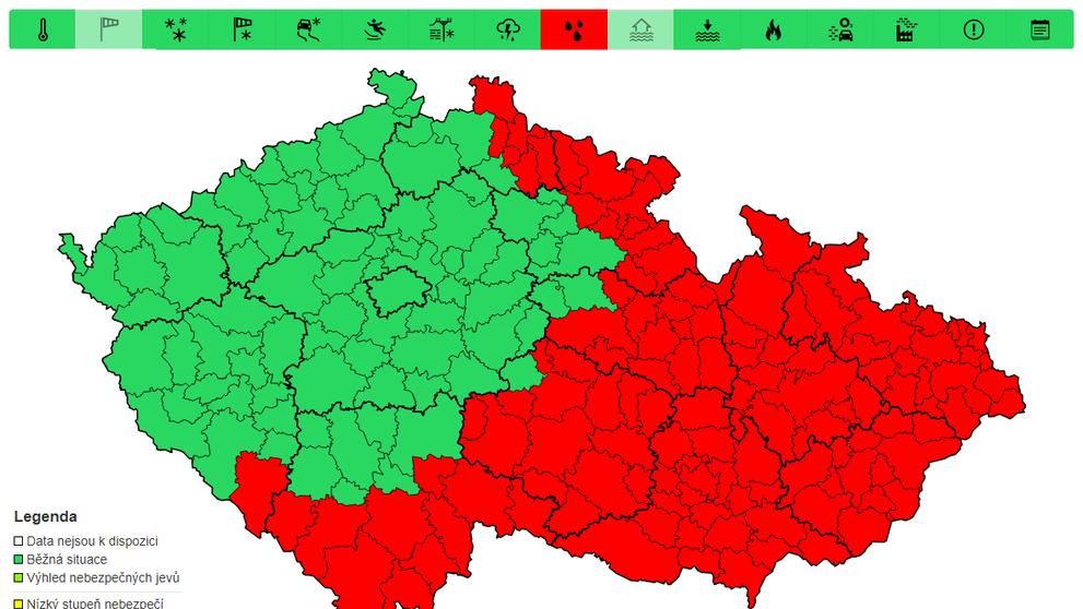 Výstraha před silným deštěm, 12. 9. 2024