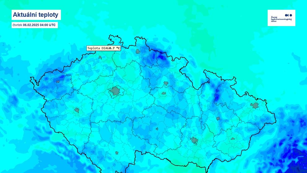 Teplota vzduchu 6. 2. 2025, 4:00