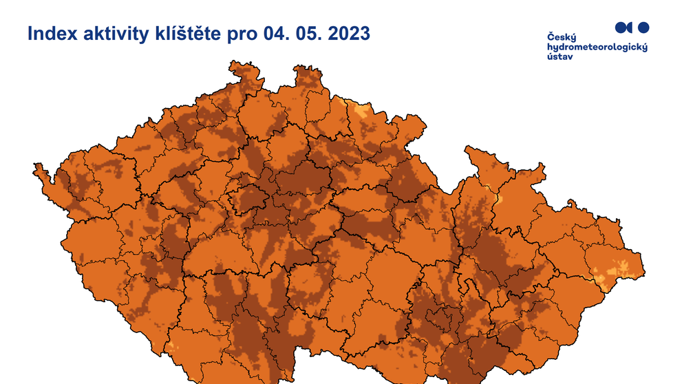 MAPA Aktivita klíšťat, 4. 5. 2023