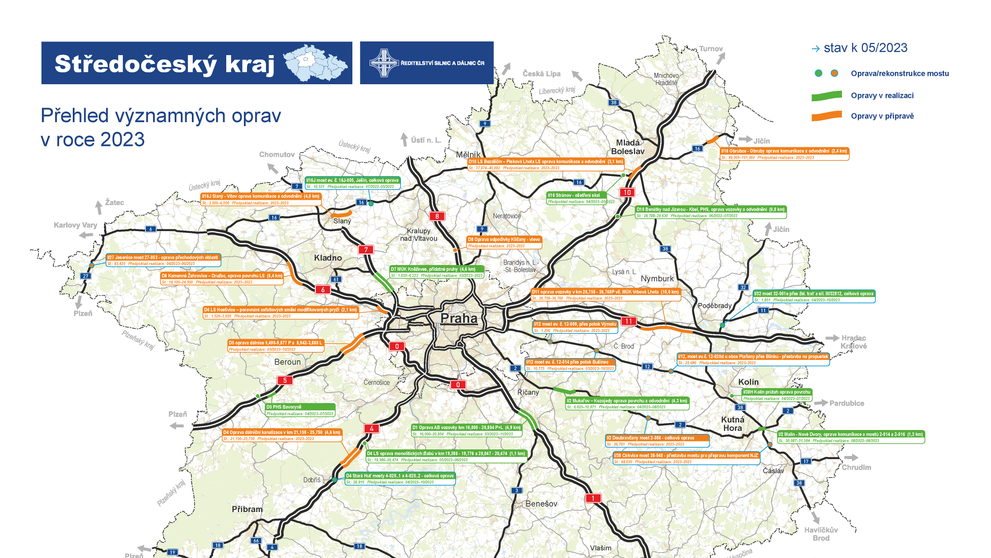 Mapa oprav Středočeský kraj