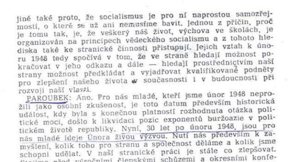Jiří Paroubek a jeho obhajoba Vítězného února 48 - 1