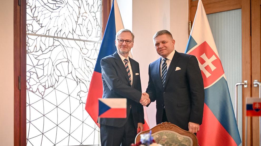 Premiéři Petr Fiala a Robert Fico
