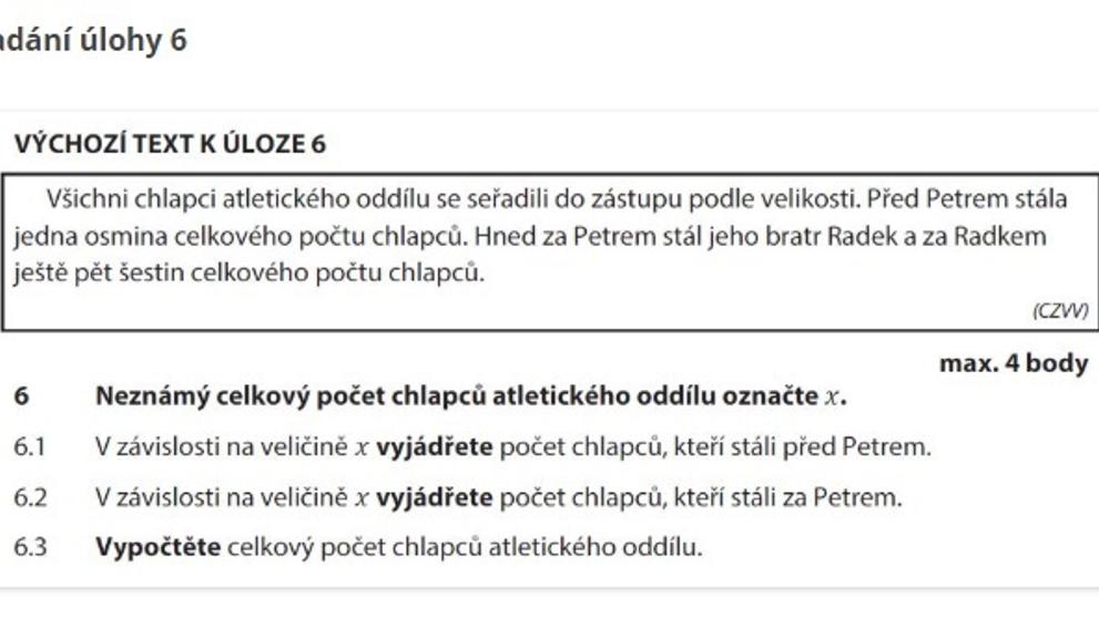 Zadání a řešení testu z matematiky - přijímačky - 3