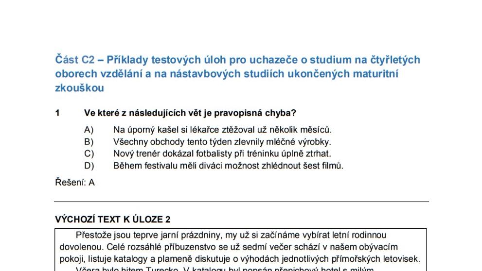 Ilustrační přijímačky - český jazyk - 1