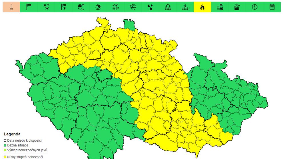 Riziko vzniku požáru, dnes 14. 8.