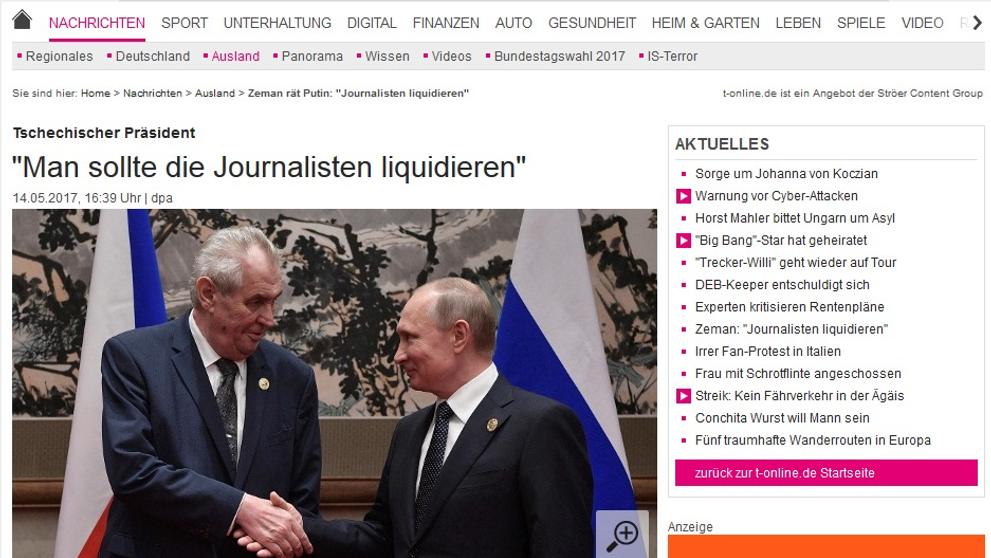 Světová média: Zeman žertoval s Putinem o likvidaci novinářů - 9