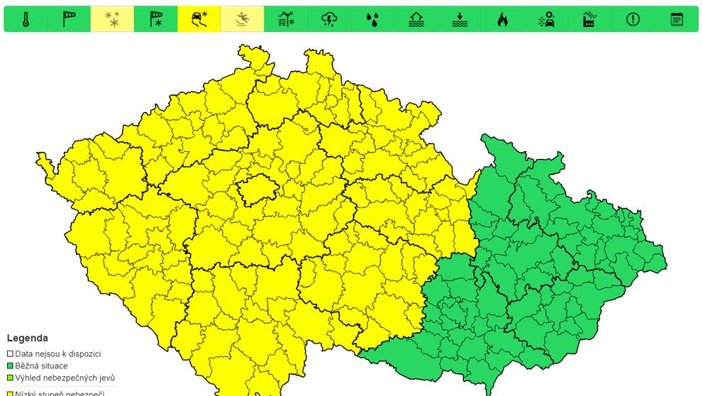 Výstraha před náledím, 13. 2. a 14. 2. 2025