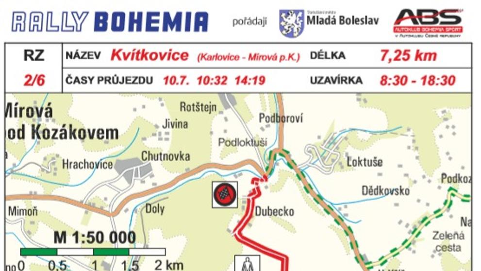 Objížďky kvůli Rally Bohemia - 2