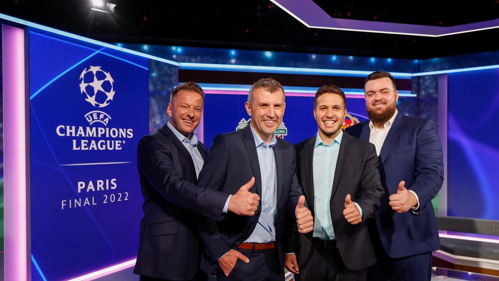 Tým Ligy mistrů ve složení zleva Štěpán Sokol, Milan Štěrba, Vojtěch Tichava, Michal Jinoch
