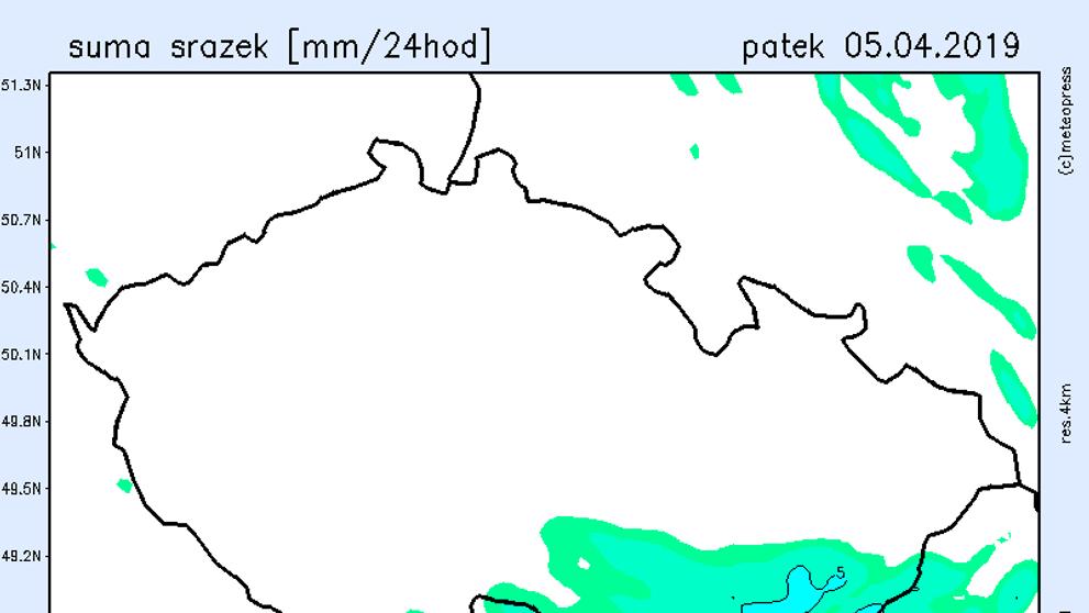 Srážkové mapy - pátek
