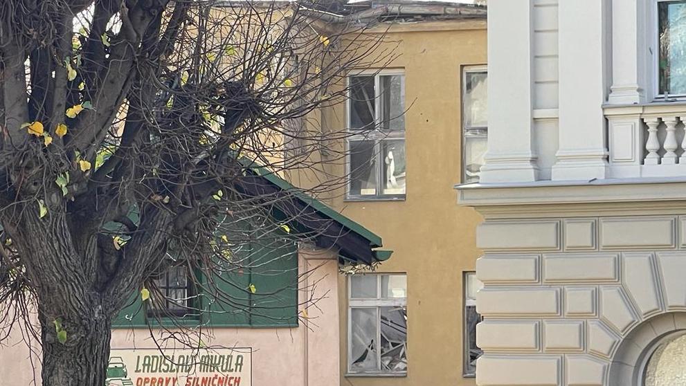 Částečně zřícený dům v Příbrami
