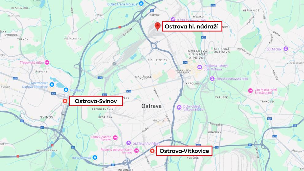 Úsek trati mezi ostravskými stanicemi Vítkovice, Kunčice, Svinov a Ostrava hl. nádraží