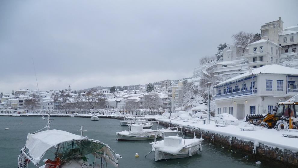 Přístav Skopelos v Řecku 8.1. 2017