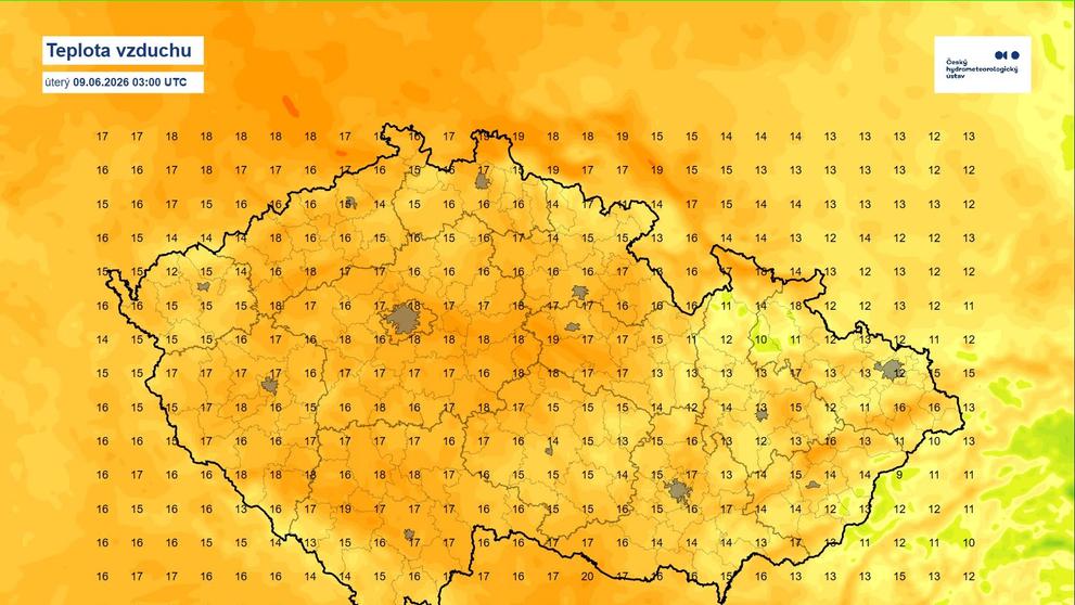 Úterý – teplota vzduchu