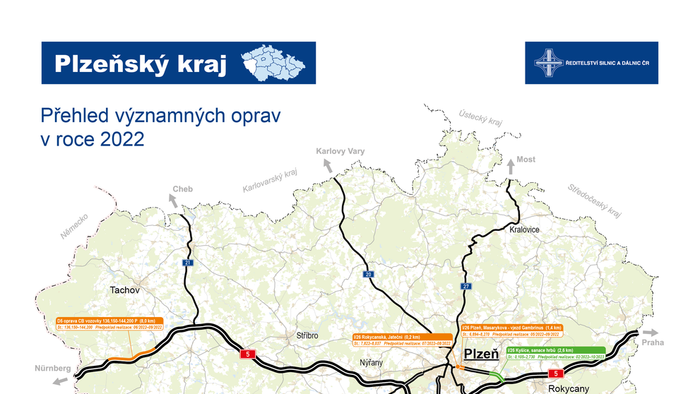 Mapa oprav - Plzeňský kraj