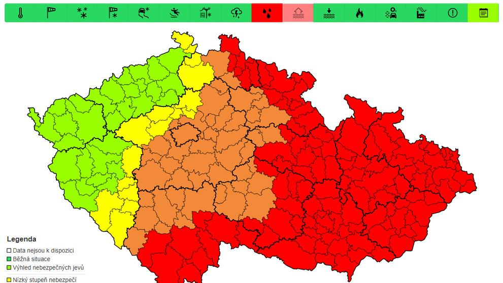Výstraha před silným deštěm, 13. 9. 2024