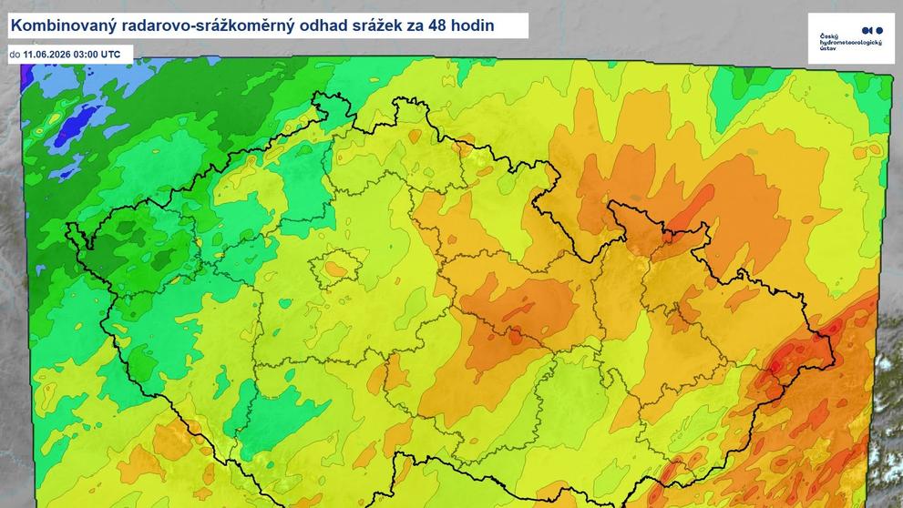 Odhad srážek za 48 hodin