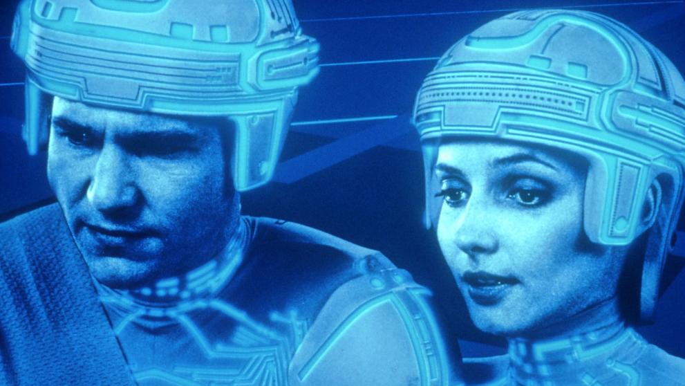 Cindy Morganová a Jeff Bridges ve filmu Tron, 1982