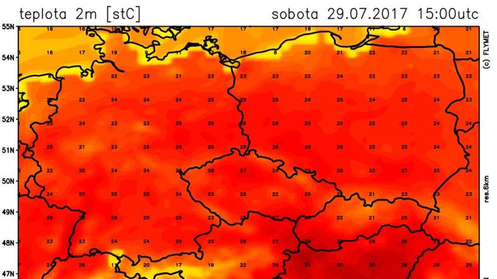 Teplotní mapy - sobota