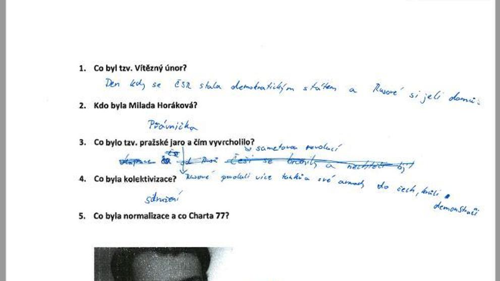 Odpovědi studentů v testu novodobé historie - Střepiny - 13