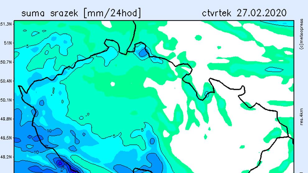 Mapy sněhu - čtvrtek 27. 2. 2020