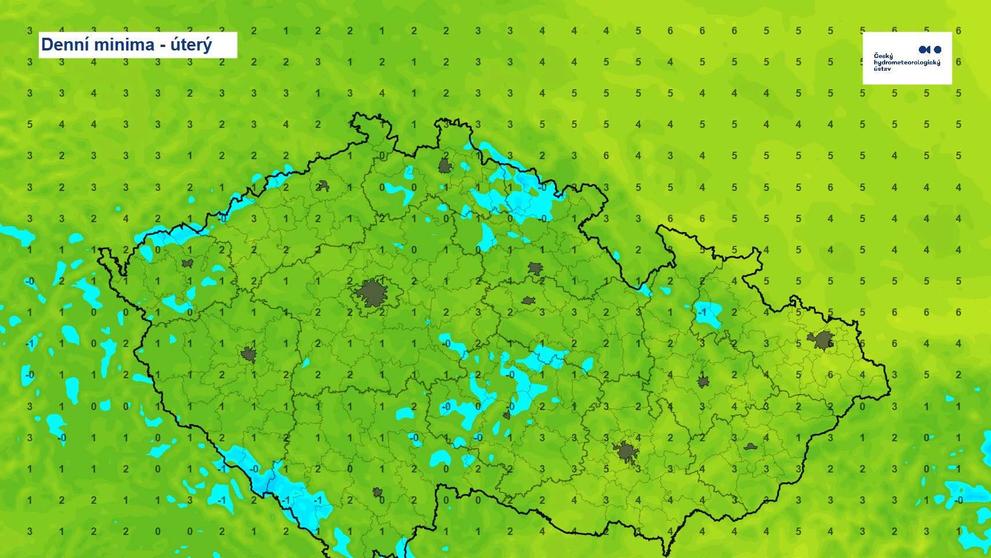 Denní minima – úterý