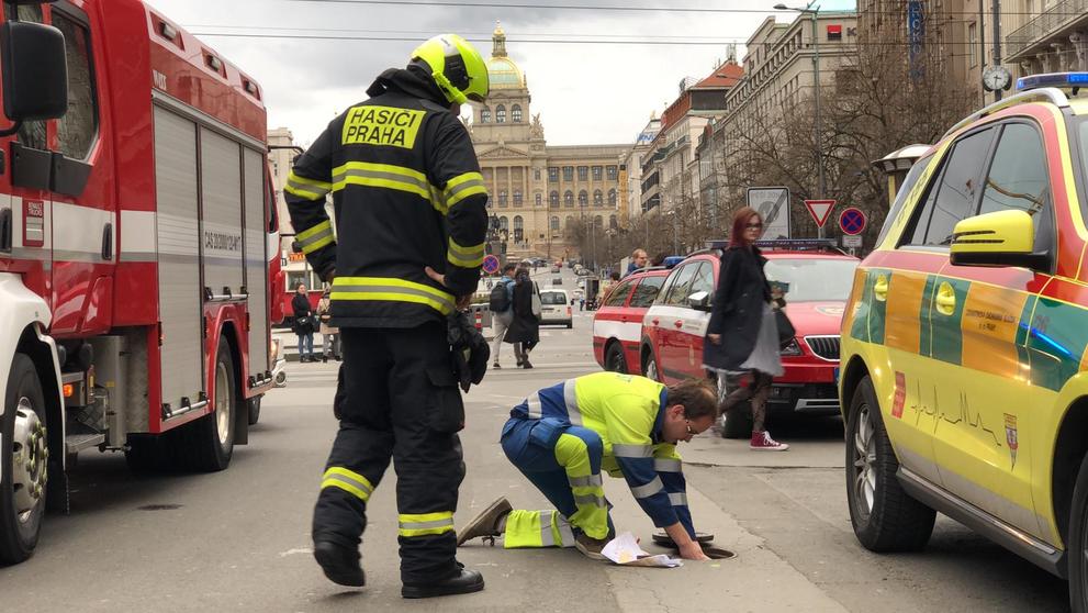 Únik plynu na Václavském náměstí