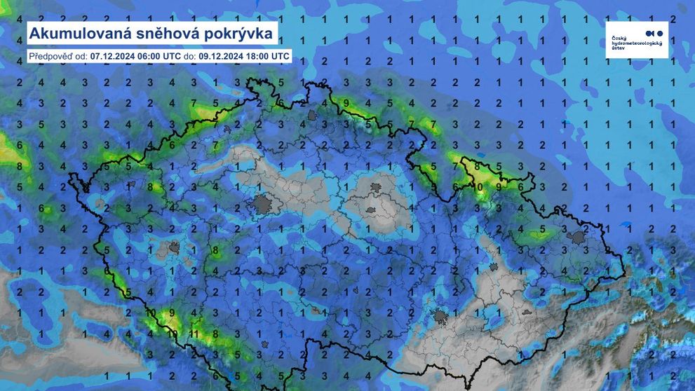 Akumulovaná sněhová pokrývka do 9. prosince